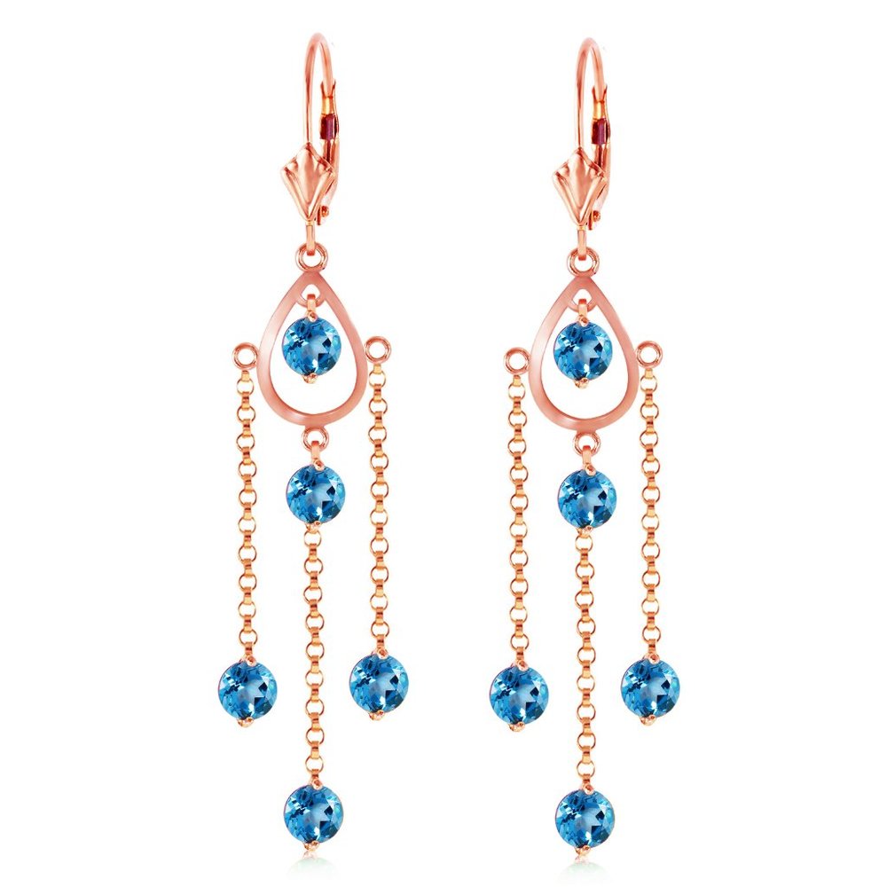 14K. GOLD CHANDELIERS EARRING WITH BLUE TOPAZ